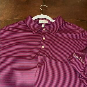 Peter Millar Men's Striped Polo Shirt - Red and Navy striped